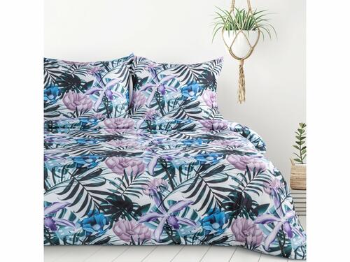 Obliečky na posteľ z mikrovlákna - Malibu s motívom exotických rastlín, prikrývka 160 x 200 cm + 2x vankúš 70 x 80 cm